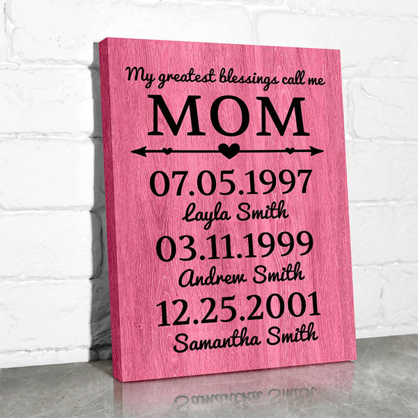 My Greatest Blessings Call Me Mom Canvas Art, Personalized Gift For Mom, Mothers  Day Gifts From Daughter - Unique Personalized Gifts & Home Decor