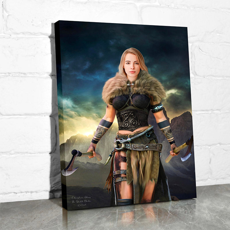 personalized female warrior art in canvas