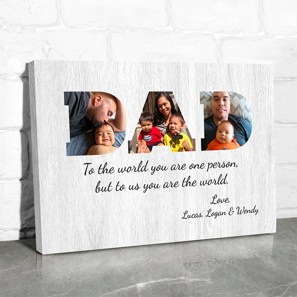 Daddy, Custom Photo, Customizable Family Name And Text, Square Canvas