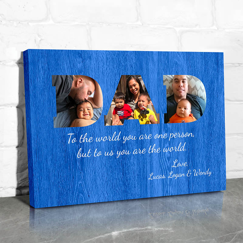 Personalized canvas wall art for dad with photos and quotes for Father's Day