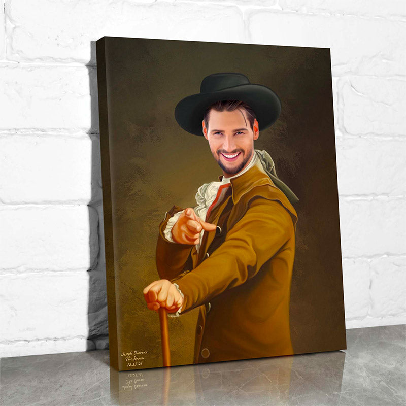 custom canvas portrait of a man wearing a royal outfit