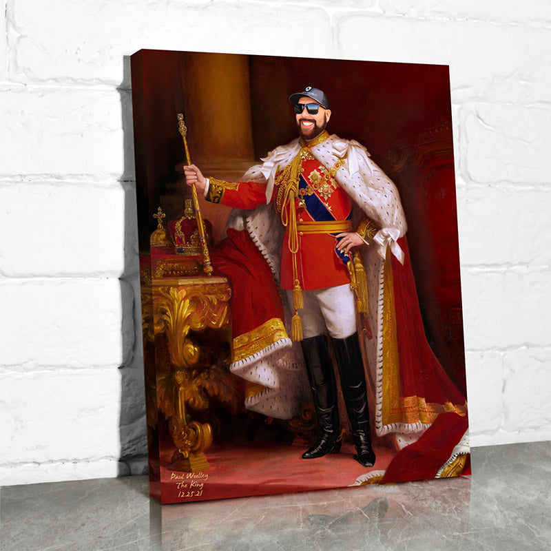 renaissance portrait of king in red canvas wall art