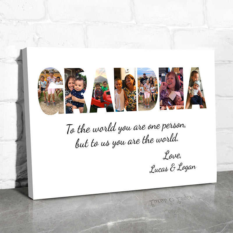white customizable canvas print for grandmother