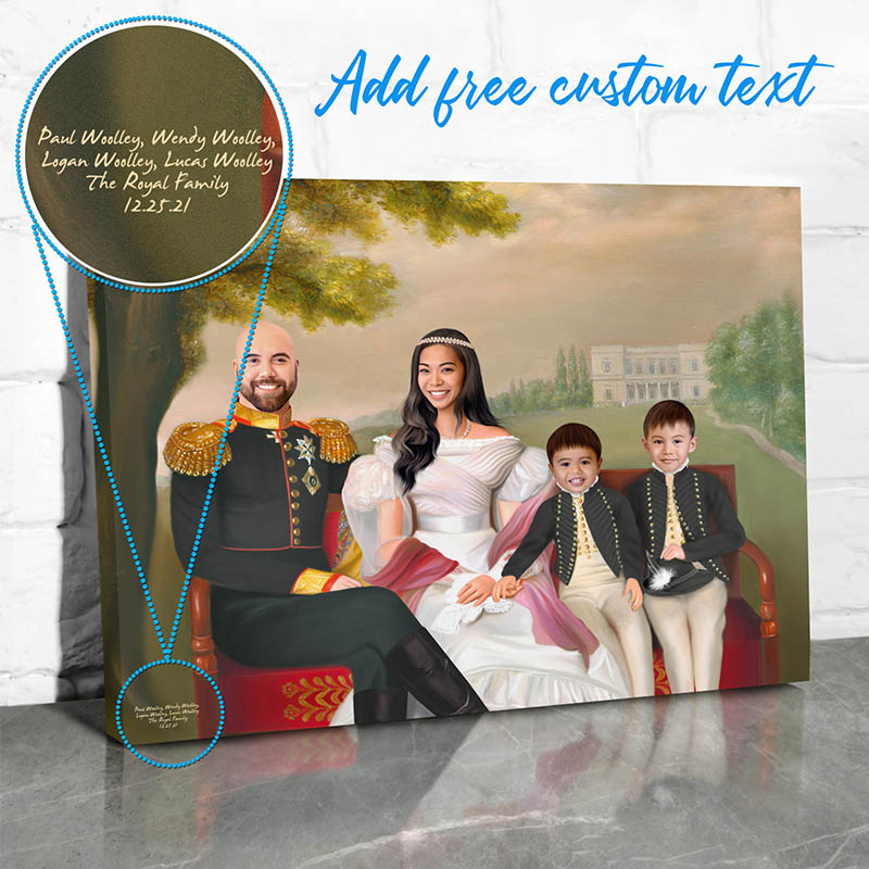 personalized family wall art of a family in renaissance costume