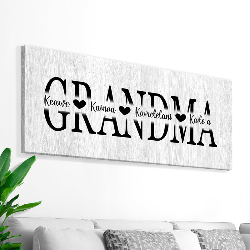modern farmhouse black and white minimalistic wall art with Grandma print and custom text