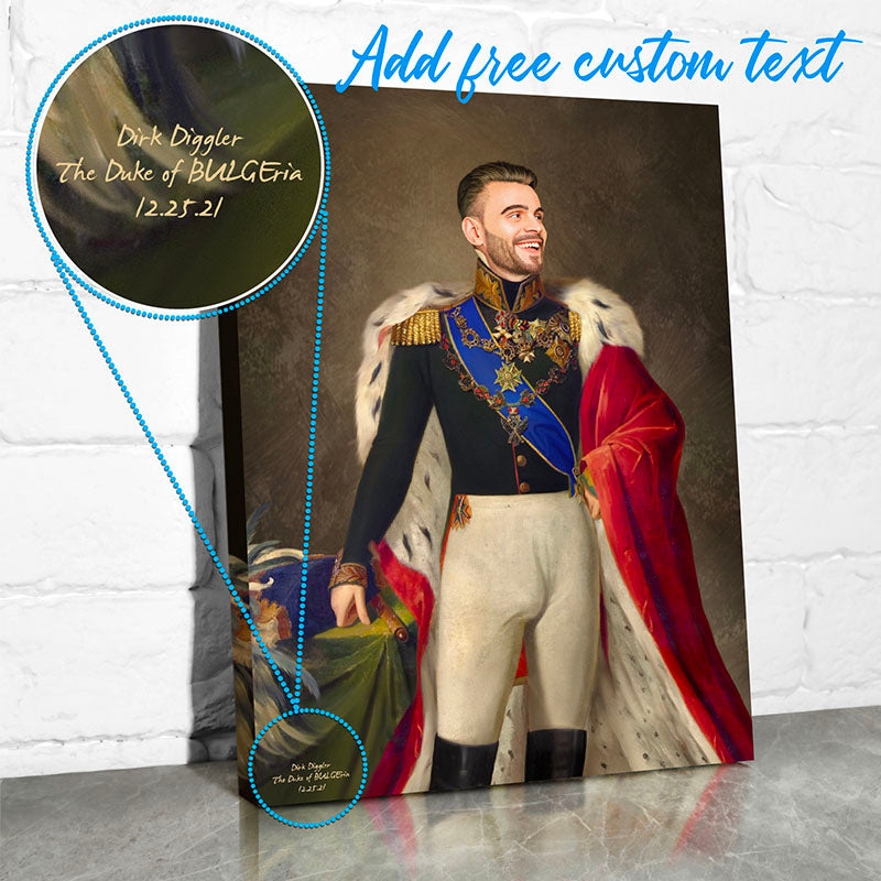 personalized portrait of a man with customizable text