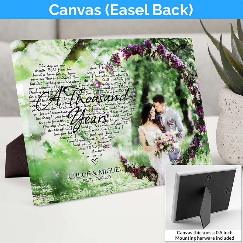 personalized wedding song lyrics on canvas for couples on their wedding day