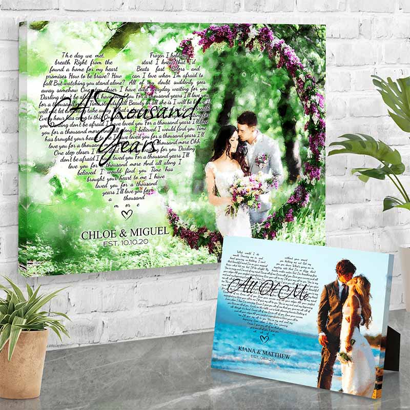 customized wedding song printed on canvas for couple anniversary